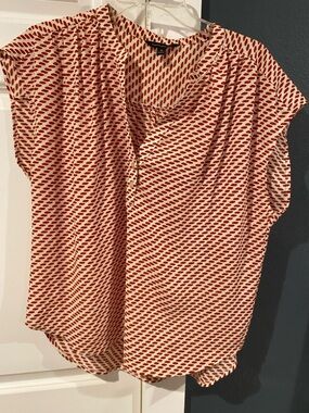 Banana Republic Cream Blouse with Rust Geometric Print